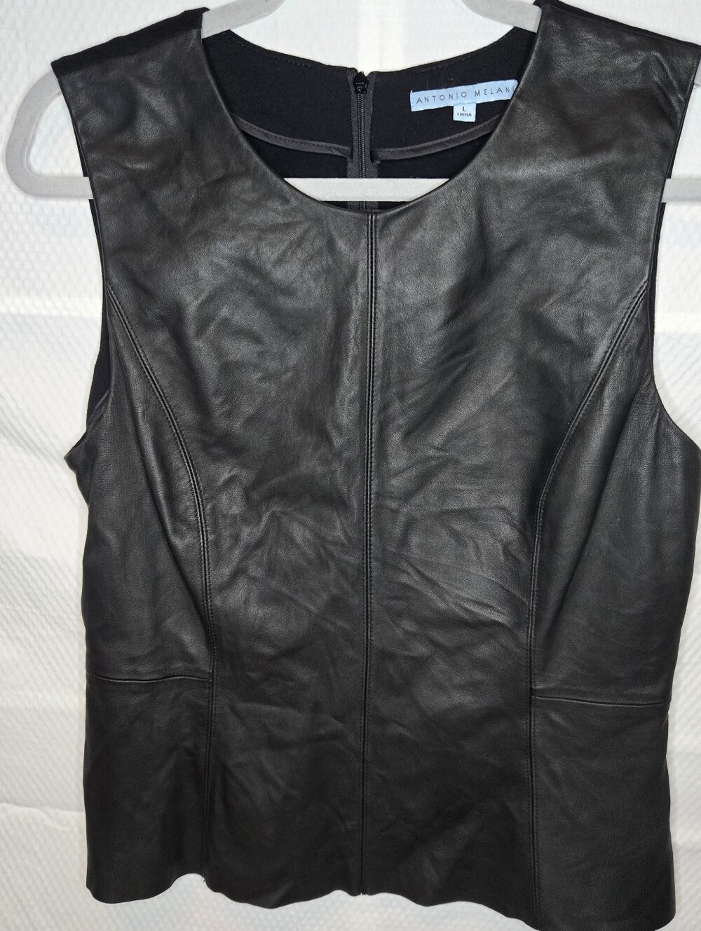 ANTONIO MELANI Black Leather Sleeveless Top